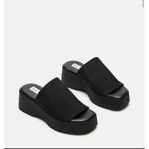 Steve Madden VTG 90’s Slinky Sandal Platform Shoe Size 8 Black Stretch Y2K